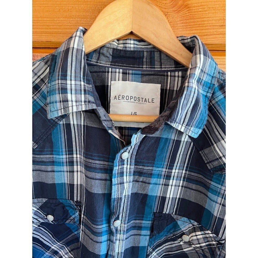 Aeropostale Men’s Long Sleeve Snap On Plaid Shirt L
